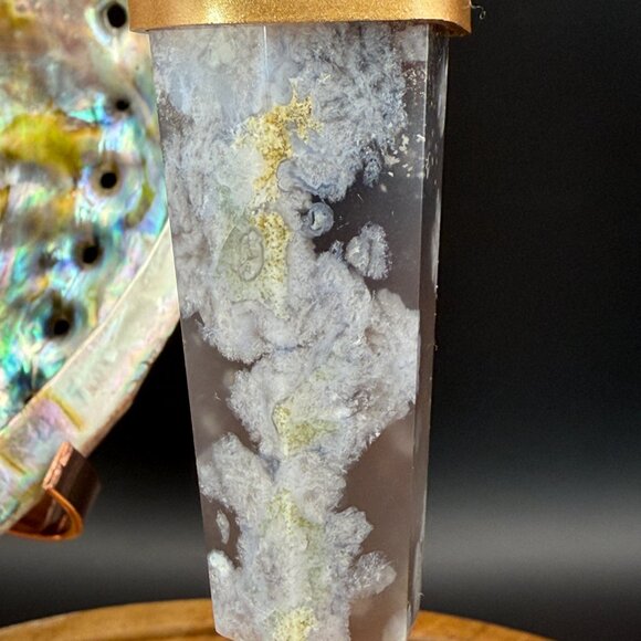 Black Flower Agate Chalcedony Asterism Wand 226g Crystal Protection Inspiration - Picture 9 of 10